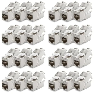 Bild av deleyCON 24x Keystone Modul CAT 6a Uttag Helt Skärmad STP RJ45 Verktygsfri Tack Vare Snap In Montering Råkabel 500MHz 10GBit/s