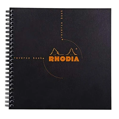 Bild av RHODIA 193609C spiralanteckningsbok (full bindning) omvänd bok svart 21 x cm små rutor 160 avtagbara sidor Clairefontaine papper 80 g/m mjukt och motståndskraftigt skydd klassisk