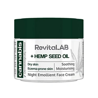 Bild av RevitaLAB Cannabis extract Night Emollient Face Cream med Organic Hemp Seed Oil för Deep Nourishment Dermatologically testad fuktfuktgivande känslig hud, 50 ml