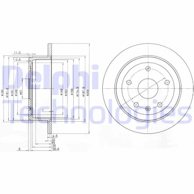 Bild av DELPHI BG3554 Disque de frein 258 10 5 plein huilé non traité sans roulement roue, bague ABS DAEWOO: Leganza