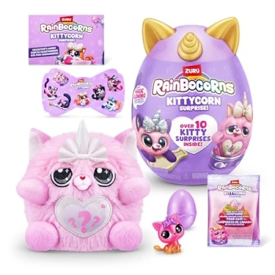 Bild av Rainbocorns Kittycorn Surprise Series 2, Chai the Chinchilla Cat Samlarobjekt plysch 10 överraskningar att packa upp, skala av och avslöja hjärta, klistermärken, åldrar 3+ (Chinchilla katt)