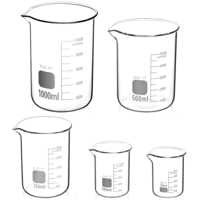 Bild av QWORK® Glas bägare 50 ml 100 250 500 1000 ml, uppsättning av 5 graderade mätkoppar för laboratoriekök