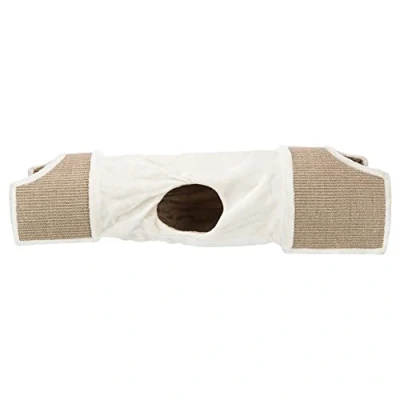 Bild av Trixie Scratching tunnel with 2 caves plush/sisal 110 x 30 38 cm light grey/brown