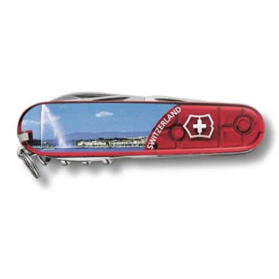 Bild av Victorinox Climber, schweizisk fickkniv, armékniv, röd transparent GENEVE