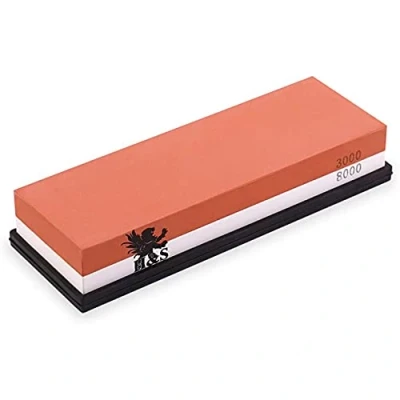 Bild av H&amp;S Whetstone kniv slipsten 3 000/8 000 slipstenar professionell slipstensslipare gummihållare 8 brynsten våt sten 4 korn för slipknivar