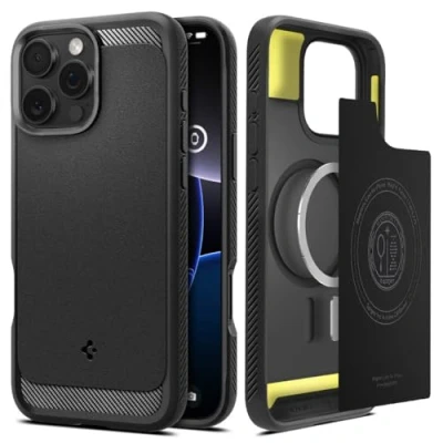 Bild av Spigen Rugged Armor MagFit Skal Kompatibel med iPhone 16 Pro Max Case Fodral Svart