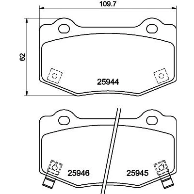 Bild av HELLA 8DB 355 043 851 Jeu de plaquettes frein avec indicateur d&#039;usure CHEVROLET: Camaro VI Coupe, Corvette C7 Cabriolet, Coupe