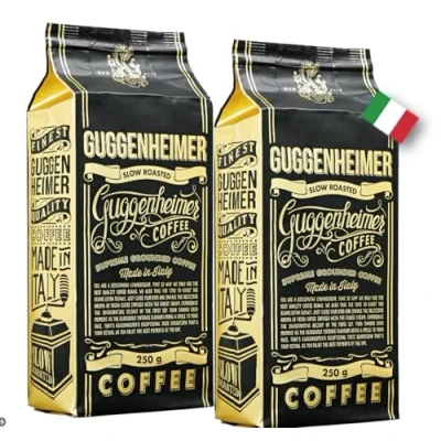 Bild av Guggenheimer Coffee 500 g malet espressokaffe låg syra och bittra ämnen bästa espresso för espressobryggare arompåsar på 2 x 250g