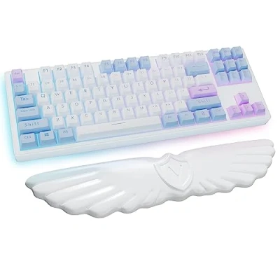 Bild av Angel Wing Cloud Keyboard Handledsstöd, Mjukt Läder Memory Foam Tangentbord Handledsstöd För Smärtlindring, Ergonomiskt Halkskyddad Dator Pc Spel/Laptop/Handpad (1 Vinge Vit)