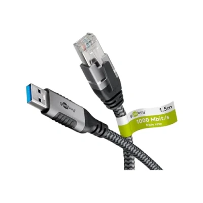 Bild av goobay 70692 Cat 6 USB A 3.0 till RJ45 Ethernet kabel för stabil trådbunden internetanslutning med router/modem/nätverksswitch/ersätter RJ45/1 Gbit/s/5 M adapter