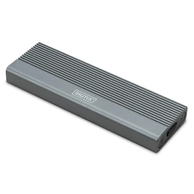 Bild av DIGITUS externt M.2 kabinett USB 3.1 Gen2 Typ C 10 Gbit/s Stödjer NVMe SSD enheter upp till 8 TB för 2230/2242/2260/2280 Verktygslös Aluminiumhölje Grå