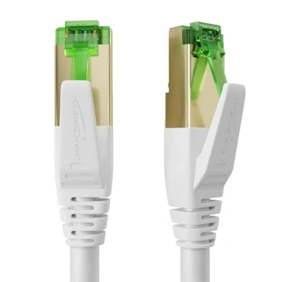 Bild av KabelDirekt Ethernet CAT7 kabel med trippelskärmning, internet/LAN 5m (Nätverkskabel, 10Gbit/s för maximal fiberhastighet, konstruerad att vara bruddsäker, PS5/Xbox/Gaming, RJ45, vit)