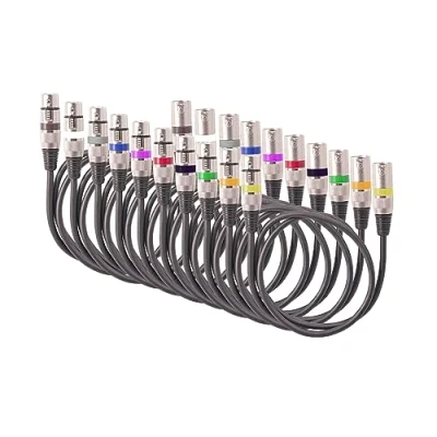 Bild av summina 10 st 1,5 m / 5 fot XLR Kabel DMX Stage Light 3 stifts Mic Cable Balanced Shielded Kablar för rörelse Head Par Mikrofonmixer