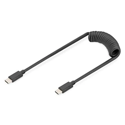 Bild av DIGITUS USB 2.0 spiralkabel C till 480 Mbit/s Power Delivery 60W töjbar upp 1 m svart
