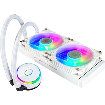 Bild av Cooler Master MasterLiquid PL240 Flux CPU Vätskekylare AIO Vattenkylningssystem, 2 x 120mm Fläktar, 240mm Radiator, Adresserbar Gen RGB Kontroller ingår AMD &amp; Intel Kompatibel White Edition