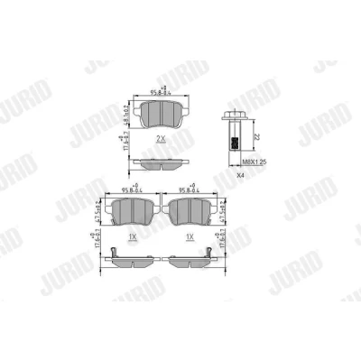 Bild av JURID 573689J Jeu de plaquettes frein avec indicateur d&#039;usure accessoires FIAT: Tipo 3/5 portes, Break, 500L, OPEL: Corsa E portes