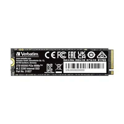 Bild av Verbatim Vi5000 NVMe M.2 Internal SSD, intern SSD enhet med 2 TB datalagring och PCIe Gen 4 gränssnitt, solid state Drive för gamingdator Playstation 5, svart