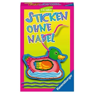 Bild av Ravensburger 23099 broderi utan nål, resespel för 1 4 spelare, barnlek från 3 år, kompakt format, resespel, färgglad ull