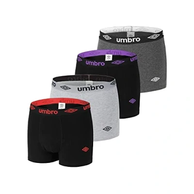 Bild av UMBRO Boxershorts för män, bomull, kalsonger, halkskydd, behaglig (set med 4), mångfärgad1, M