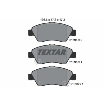 Bild av TEXTAR 2169401 Jeu de plaquettes frein avec indicateur d&#039;usure HONDA: Civic 7 Hatchback, 6 V 3/5 portes