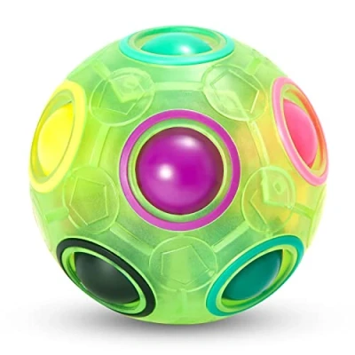 Bild av Vdealen Magisk Regnbågspusselboll, Hastighet Kub Boll Pusselspel Roligt Stressreliever Magic Ball Brain Teaser Fidget Leksaker (Grön)