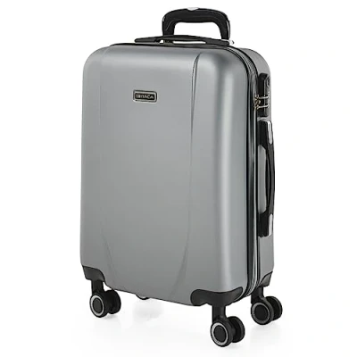 Bild av ITACA Styv resväska, 55 cm Handbagage. ABS Resistent och lätt. 4 hjul. Övre sido Handtag Integrerat kombinationslås. Liten, stuga godkänd Ryanair, Silver