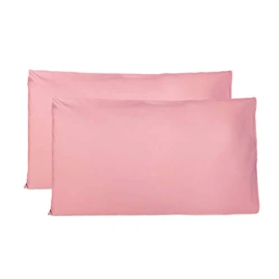 Bild av Par av örngott 100% ren bomull 50x80 CM, set om 2 sängkuddsöverdrag tillverkade i Italien, kuvertstängning, enfärgade, standardstorlek Rosa