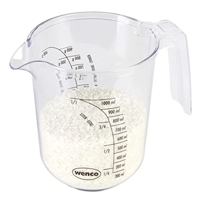 Bild av wenco mätkopp av plast 1 l kapacitet exakt skala (ml/l) för socker och mjöl diskmaskinssäker robust mångsidig transparent i topas/rökfärger