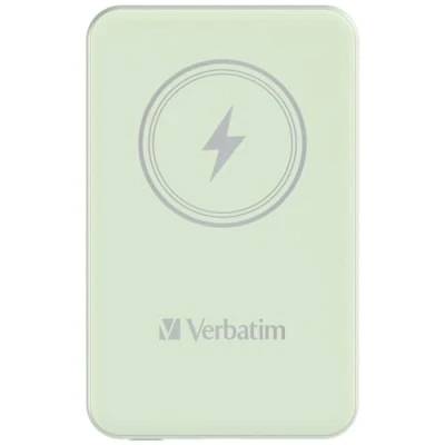 Bild av Verbatim Magnetic Power Bank 5 000 mAh, trådlös laddare 15 W, 20 W PD via USB C, liten och magnetisk för iPhone 15, 14, 13, 12, Pro, Max, iPad, grön