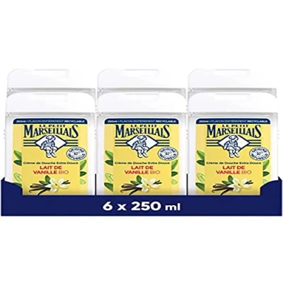 Bild av Le Petit Marseillais Extra mild ekologisk vaniljmjölk (set med 6 flaskor 250 ml) 92 % naturliga ingredienser helt återvinningsbar flaska