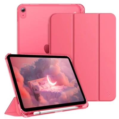 Bild av Fintie fodral kompatibelt med iPad 10:e generationen (2022) 10,9 tum, ultratunt skyddande matt baksida pennhållare, automatisk väckningssömn, rosa