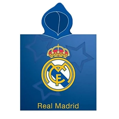 Bild av Real Madrid Poncho strandhandduk fritid och sportkläder unisex barn, pojkar, RM171119, flerfärgad (flerfärgad), en storlek