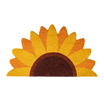Bild av Fisura Dörrmatta för utomhusbruk &quot;solros&quot; av kokosnöt med halkskydd PVC. skor. blomma. Storlek: 70 cm x 40 1,5 cm. Gul.