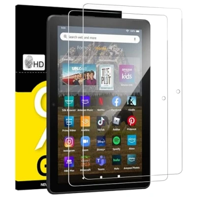 Bild av NEW&#039;C 2 pack, Skärmskydd Med Amazon Fire HD 8, 8 Plus (2022/2020 12:e/10:e generationen),bubbelfri, 9H hårdhet, 0,33 mm ultratransparent, ultrabeständigt härdat glas