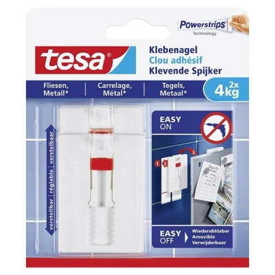 Bild av TESA 77767 00000, inomhus, Universalkrok, Grå, Röd, Vit, Självhäftande remsa, 4 kg, Gips