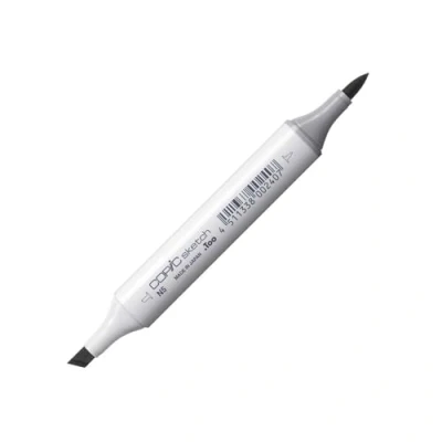Bild av COPIC sketch märkpenna typ N 5, neutral grå nr. professionell penselmarkör, med en superpenselspets och medelbrun spets