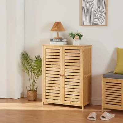 Bild av En.casa] Skoskåp klämma av bambu skohylla med fem hyllor skobyrå