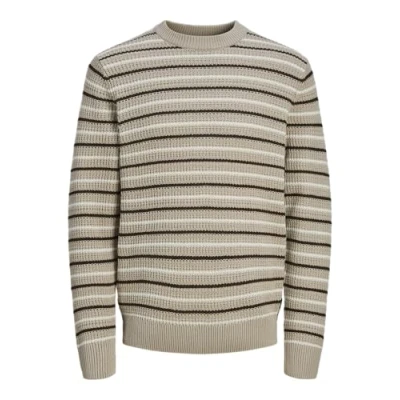 Bild av JACK&amp;JONES Jorbronx randig stickad crew neck, Humus/ränder: havssalt, M