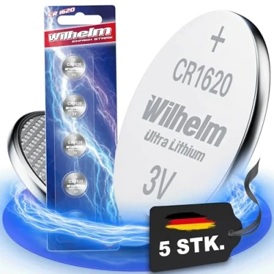 Bild av 5 x CR1620 CR 1620 WILHELM litiumknappcell 3 V 70 mAh ø 16 2,0 mm batteri DL1620, 6620