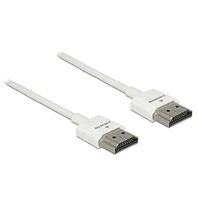 Bild av Delock High Speed HDMI with Ethernet kabel med hane till 2 m trippelskärmad vit stöd för 4K