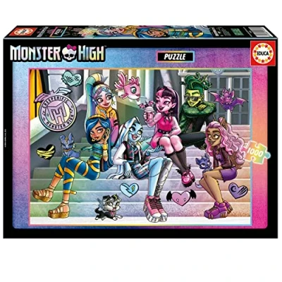 Bild av Educa 1 000 bitar pussel för vuxna och Monster High bilder, mått: 68 x 48 cm, Inkluderar cola fix pussel, från 14 år (19703)