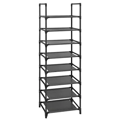 Bild av SONGMICS 8 Tier Shoe Rack, mångsidig skohylsor, Metallstruktur, hyllor av ovävt tyg, 16 20 par, för vardagsrumsingång, 46 x 28 145 cm, svart LSR24BK