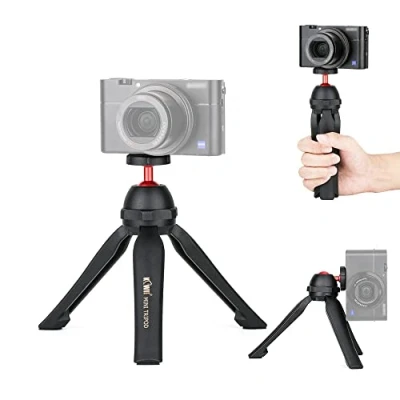 Bild av KIWIFOTOS Mini skrivbord 360 rotation bollhuvud telefon stativ, bordsstativ kompatibelt med iPhone/kamera/DLSR/smartphone/Gopro, kamerastativ 1/4 20 monteringsskruv för Youtube, livestreaming