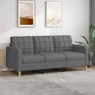 Bild av vidaXL 3 sitssoffa mörkgrå 180 cm tyg, sitssoffa, tresitssoffa, sitssoffor, tresitssoffor, sits soffa, soffor