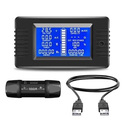 Bild av DollaTek LCD skärm DC batterimätare 0 200 V voltmeter amperemätare för bilar RV solsystem