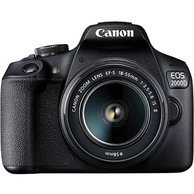Bild av Canon EOS 2000D Spegelreflexkamera med batterikit (24,1 MP, DIGIC 4+, 7,5 cm (3 tums) LCD skärm i Full HD, WiFi, APS C CMOS sensor) EF S 1855 mm is II F3.55.6 + batteri LP E10, svart