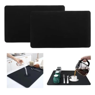 Bild av ZHYUAN2 st. absorberande droppmatta, diskmatta, 30 x 40 cm, torrmatta, kaffebryggare droppmatta porslin, underlag för kaffebryggare, kök, diskbänk