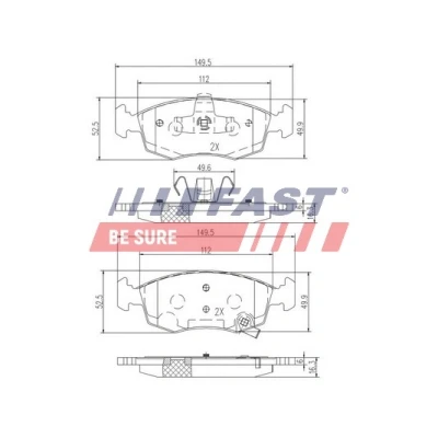 Bild av FAST FT29042 Jeu de plaquettes frein Essieu avant avec indicateur d&#039;usure FIAT: Panda III 3/5 portes, LANCIA: Ypsilon II,