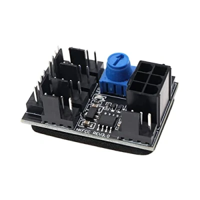 Bild av 3 polig 4 fläktadapter PWM PC chassi kylfläkt nav 8 vägs splitter DC 12 V hastighetsstyrenhetsregulator med 6 stifts strömport
