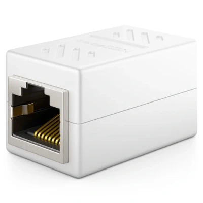 Bild av deleyCON 1x CAT6 Kopplingskontakt Nätverkskabel Patchkabel Ethernetkabeladapter Modulär Skärmad 2x RJ45 Uttag DSL LAN Vit